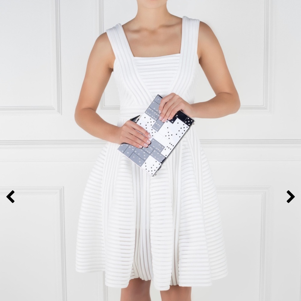 Maje Rire mesh-striped white dress size 3